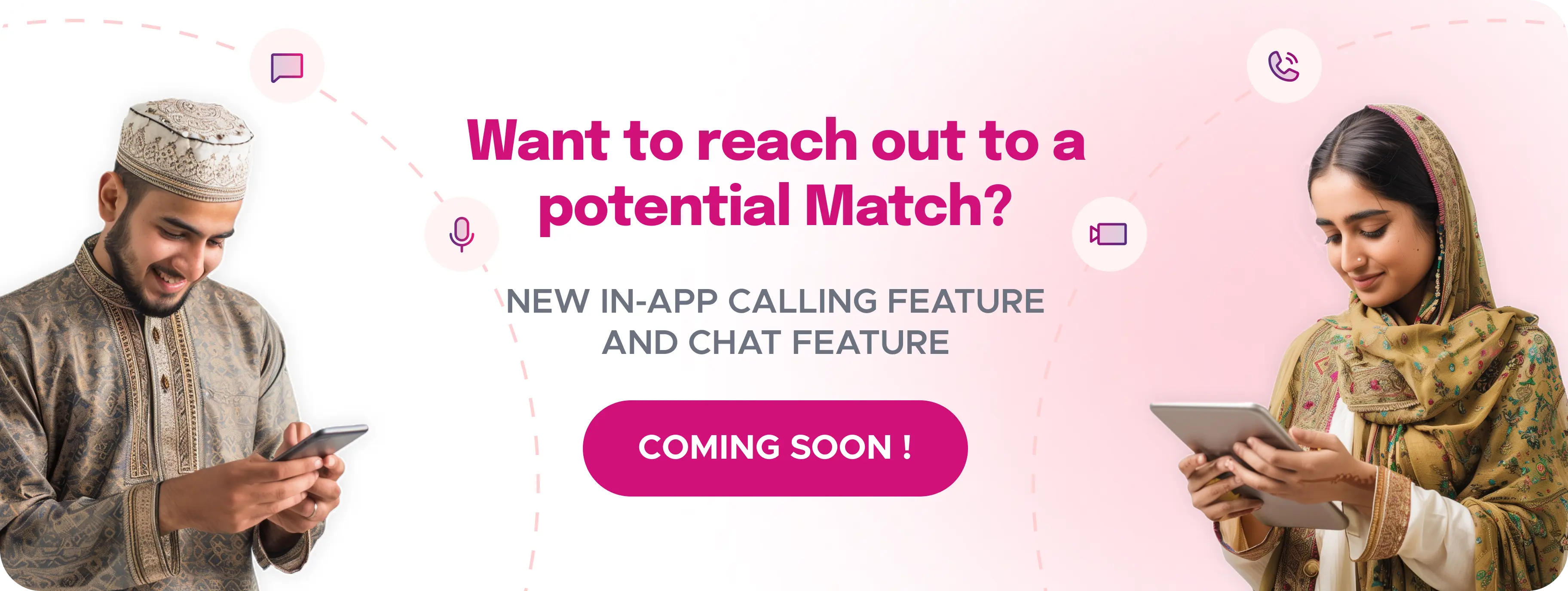 Upcoming call and chat features in zariyaa matrimony